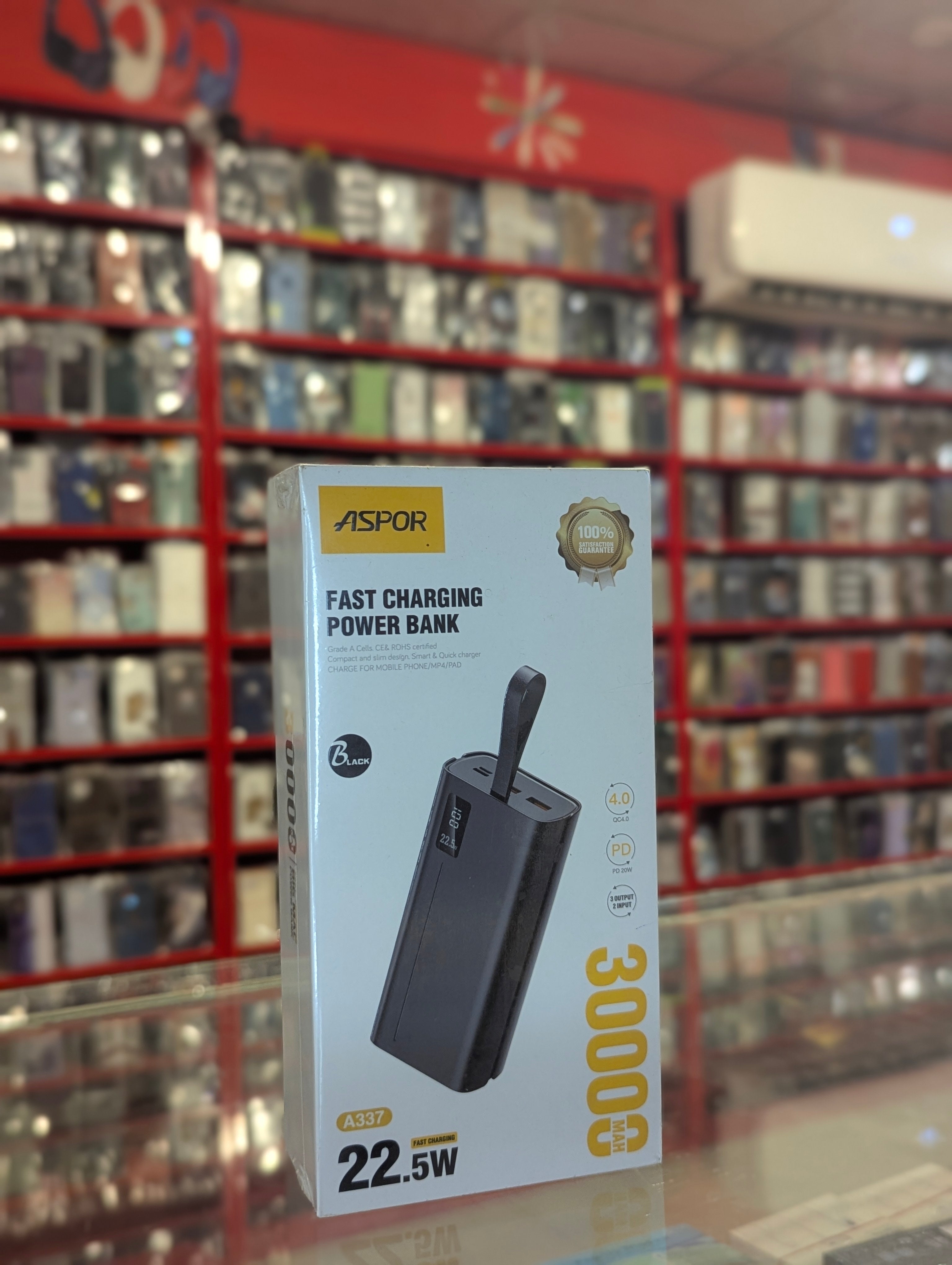 Aspor A337 30000mAh Fast Charging Power Bank - Front