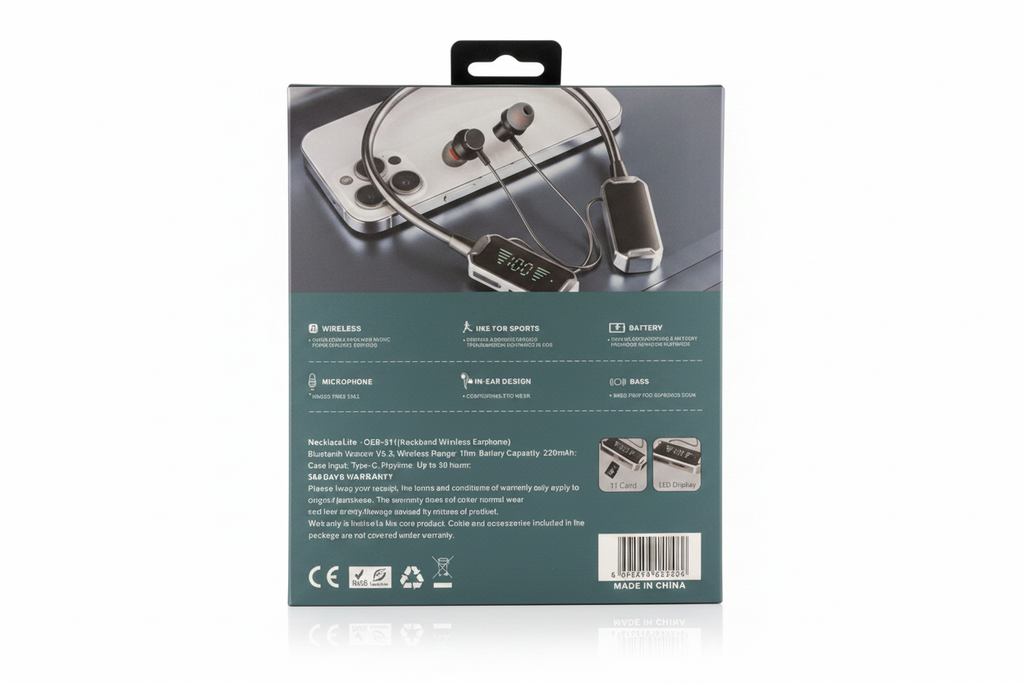 KL50 NecklaceLite Wireless Neckband specifications back view
