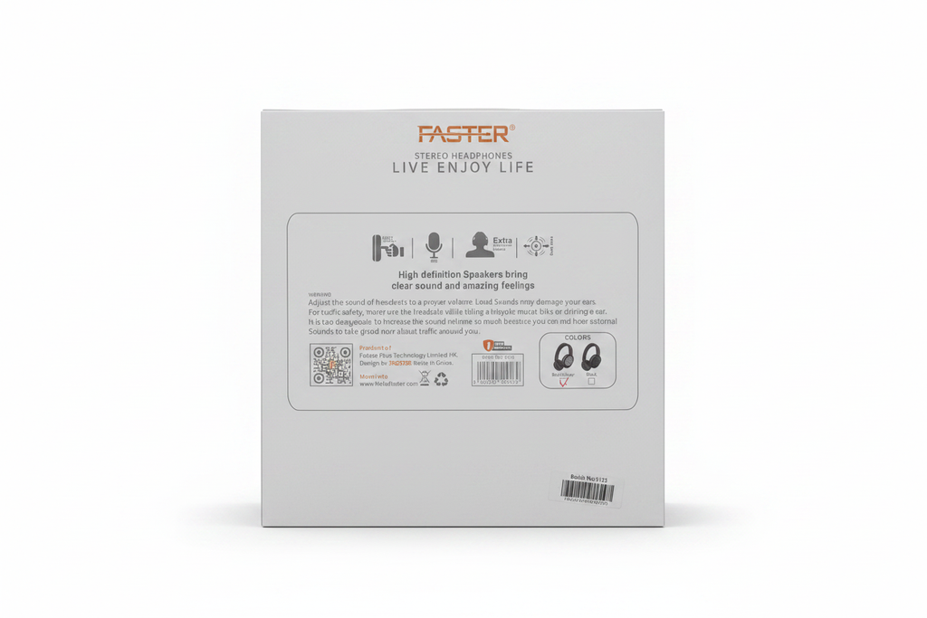 Faster Solo S4 HD Wireless Headphones back specifications view