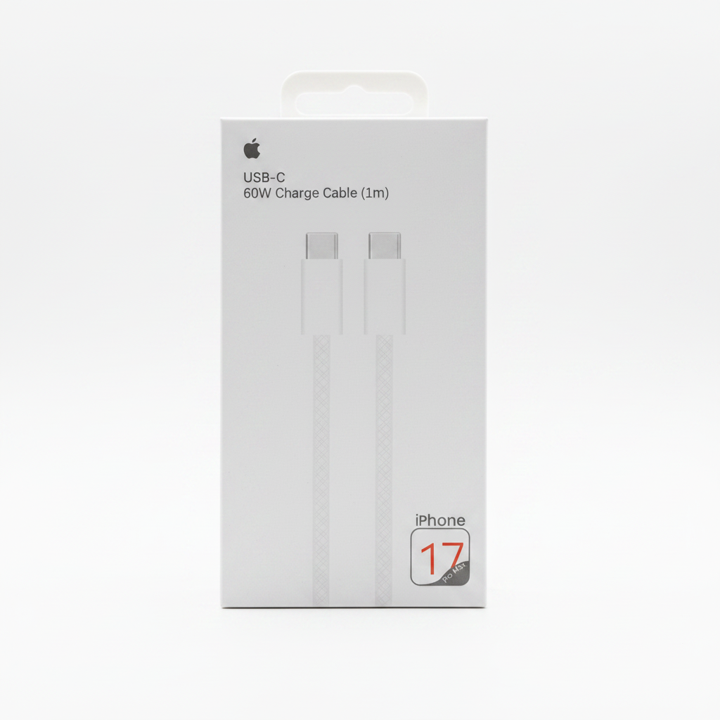 Apple USB-C 60W Charge Cable iPhone 17 Pro Max White Background