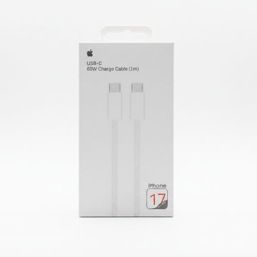 Apple USB-C 60W Charge Cable iPhone 17 Pro Max White Background