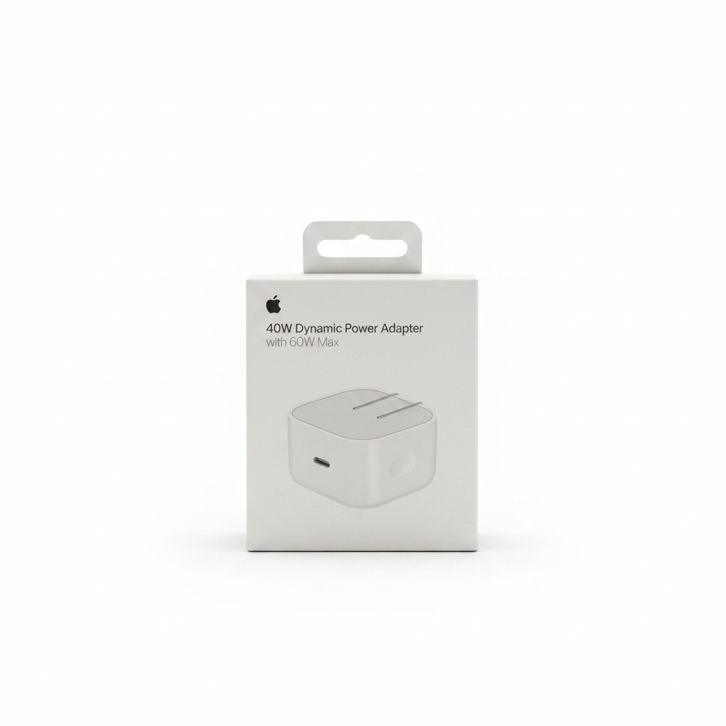 Apple 40W Dynamic Power Adapter White Background