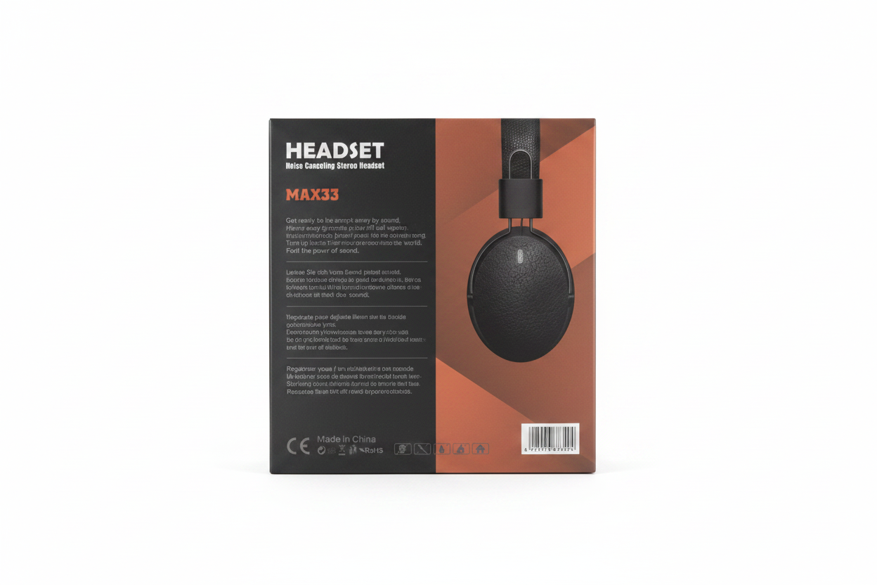 MAX33 Noise Canceling Stereo Headset back view