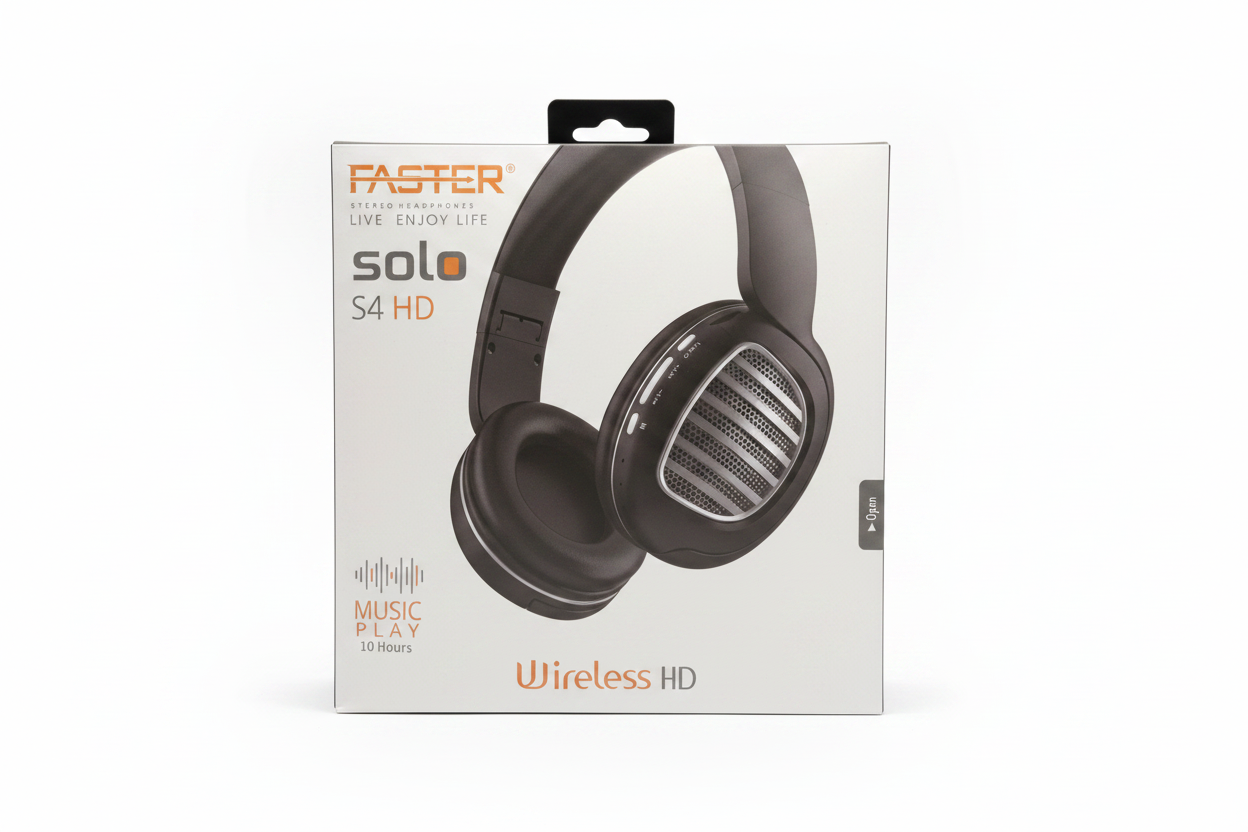 Faster Solo S4 HD Wireless Headphones front view