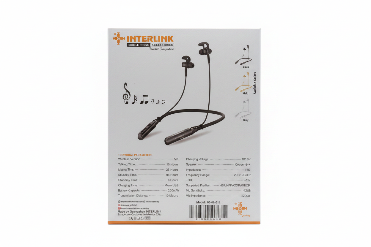 Interlink Whisper Wireless Neckband specifications back view