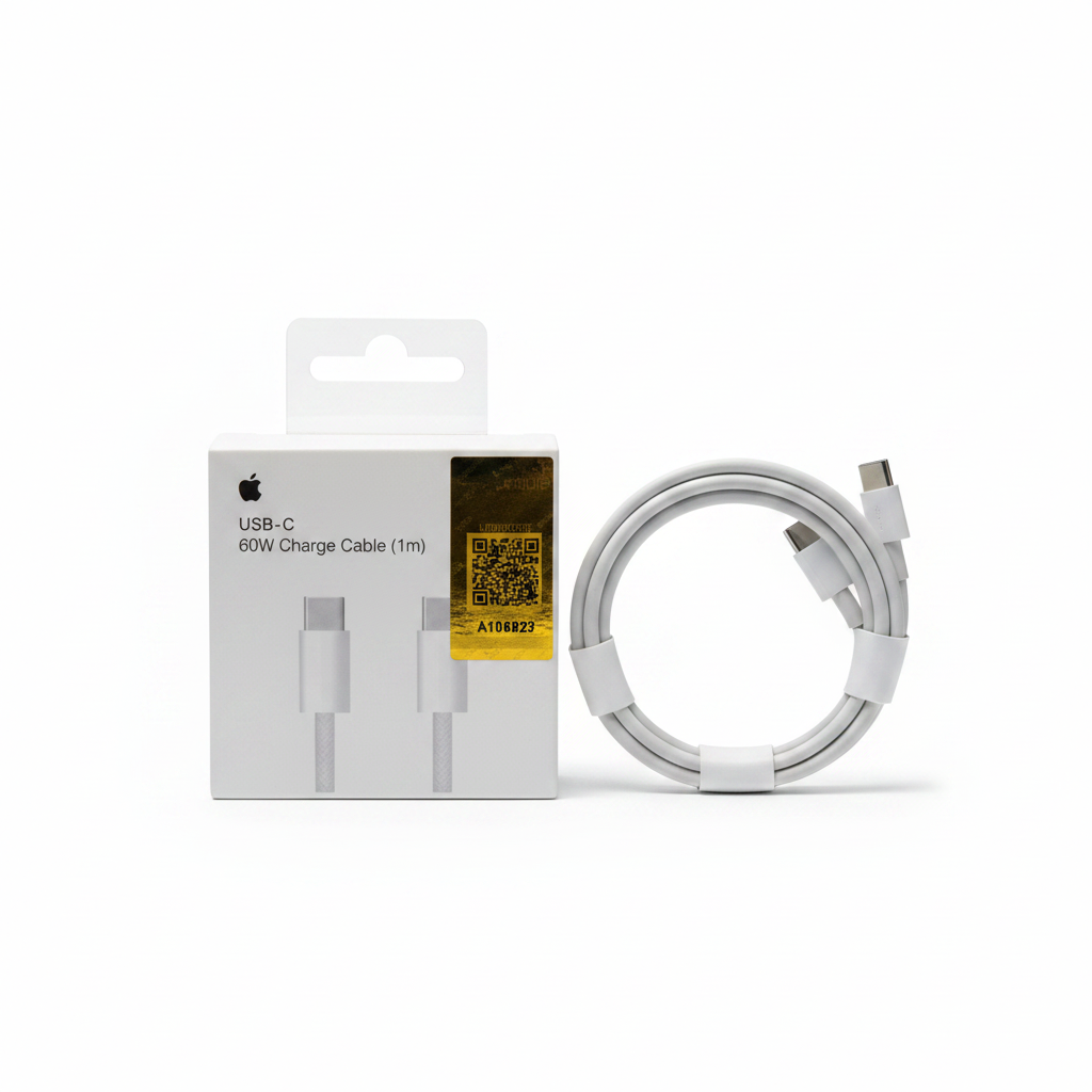 Apple USB-C 60W Charge Cable White Background
