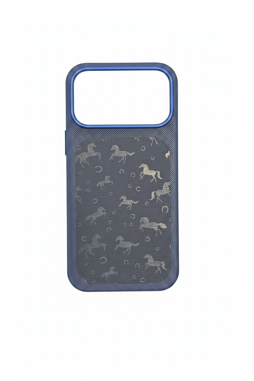 iPhone 17 Pro Max Blue Horse Pattern Case